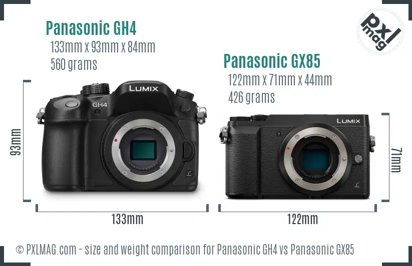 Panasonic GH4 vs Panasonic GX85 size comparison