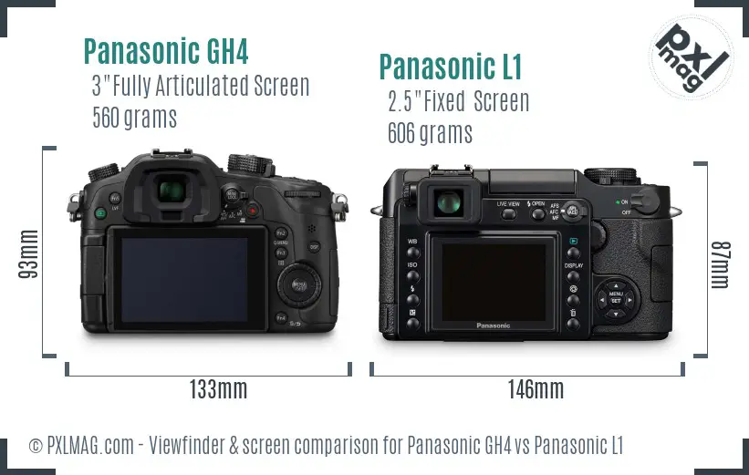 Panasonic GH4 vs Panasonic L1 Screen and Viewfinder comparison