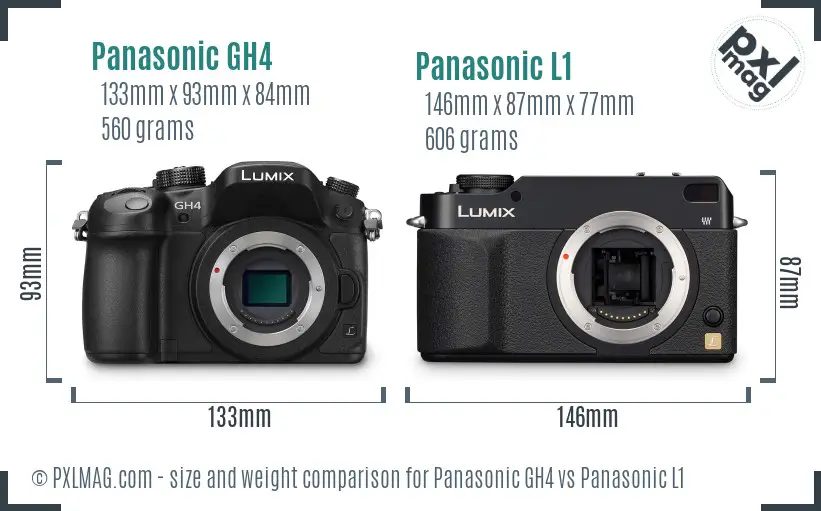 Panasonic GH4 vs Panasonic L1 size comparison