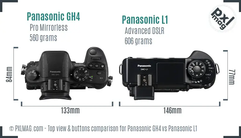 Panasonic GH4 vs Panasonic L1 top view buttons comparison