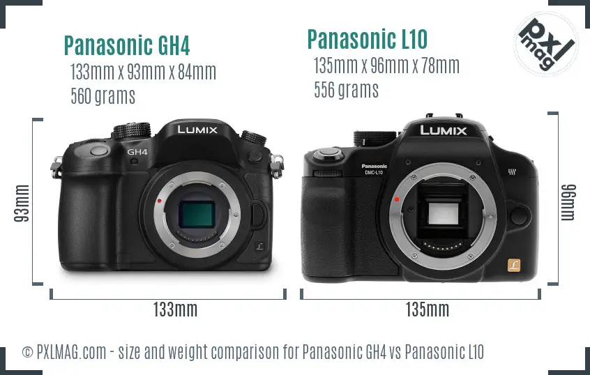 Panasonic GH4 vs Panasonic L10 size comparison