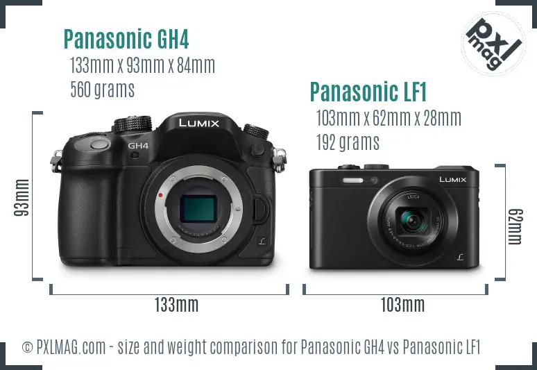 Panasonic GH4 vs Panasonic LF1 size comparison