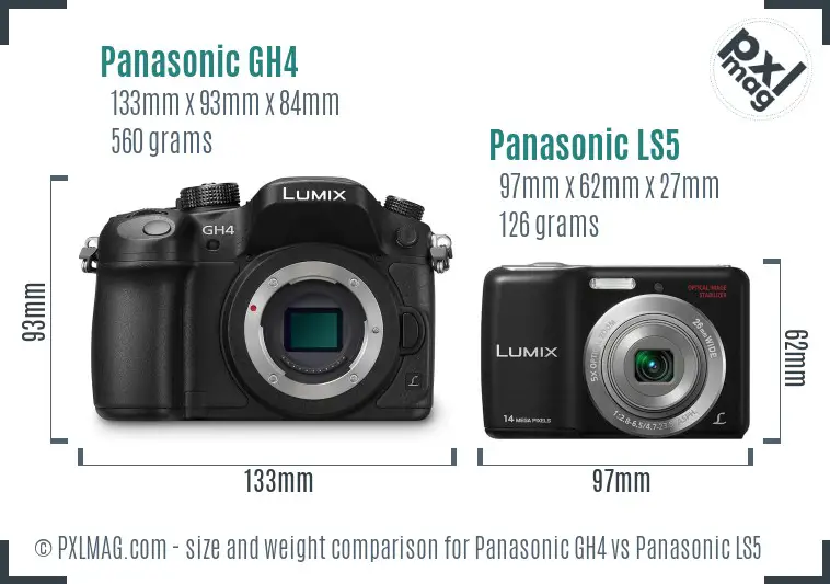 Panasonic GH4 vs Panasonic LS5 size comparison