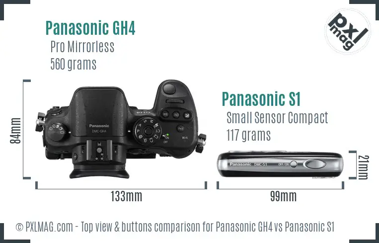Panasonic GH4 vs Panasonic S1 top view buttons comparison