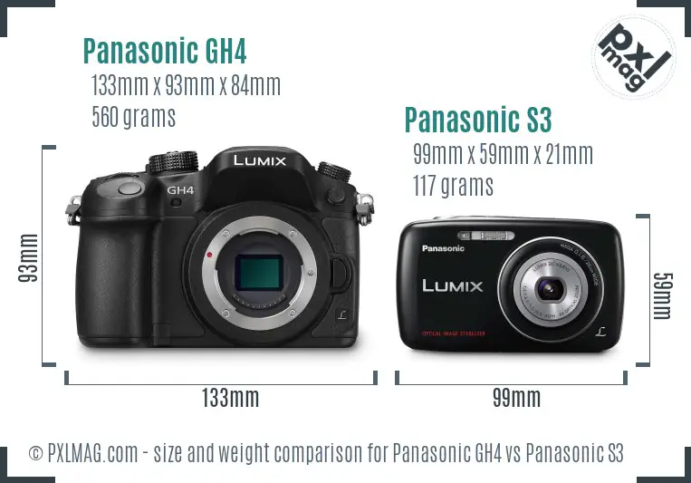 Panasonic GH4 vs Panasonic S3 size comparison
