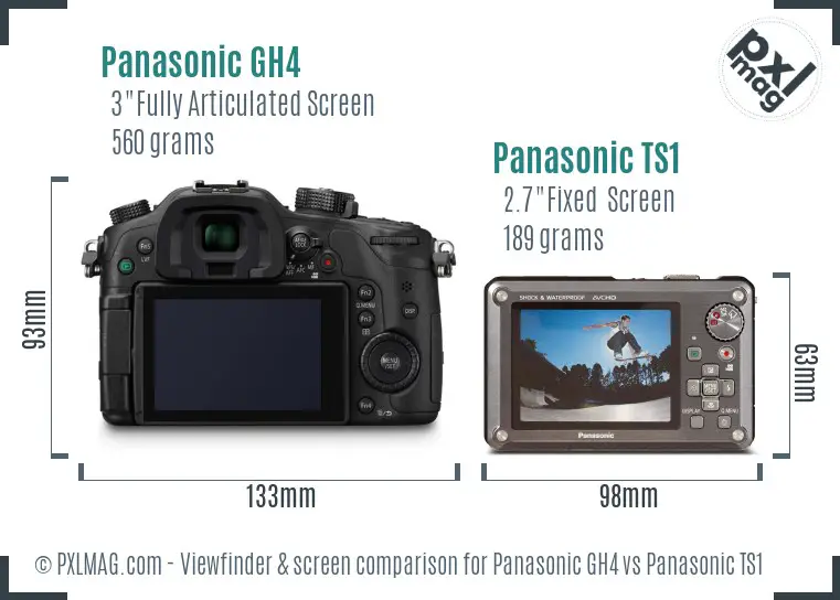 Panasonic GH4 vs Panasonic TS1 Screen and Viewfinder comparison