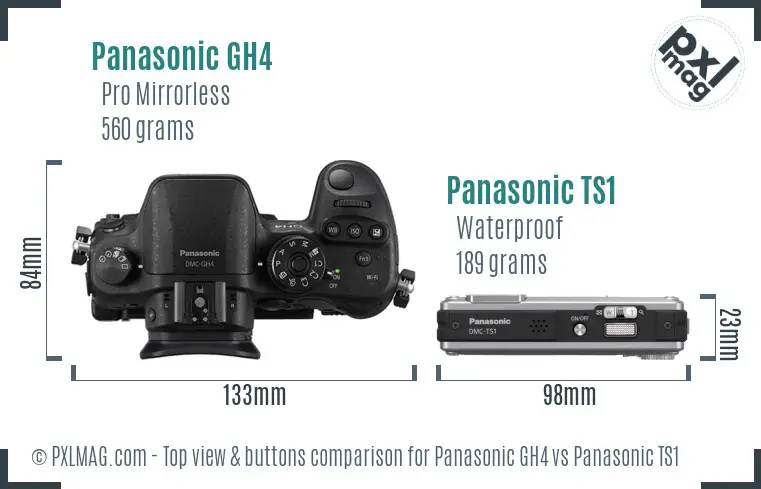 Panasonic GH4 vs Panasonic TS1 top view buttons comparison