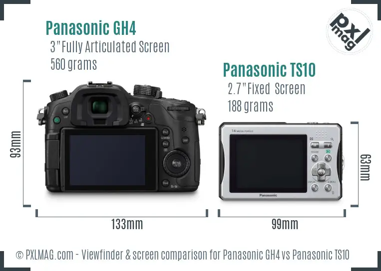 Panasonic GH4 vs Panasonic TS10 Screen and Viewfinder comparison