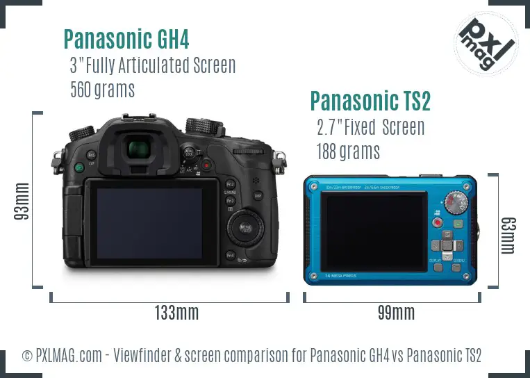 Panasonic GH4 vs Panasonic TS2 Screen and Viewfinder comparison