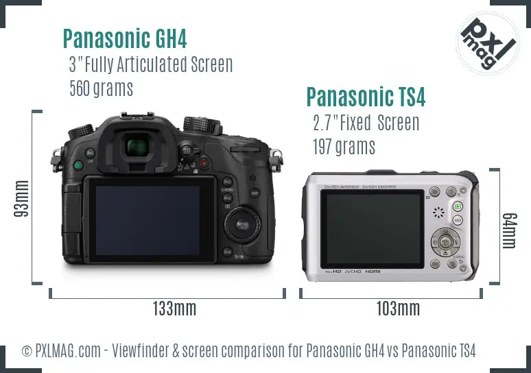 Panasonic GH4 vs Panasonic TS4 Screen and Viewfinder comparison