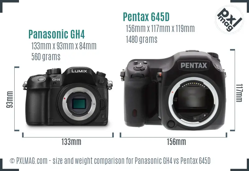 Panasonic GH4 vs Pentax 645D size comparison