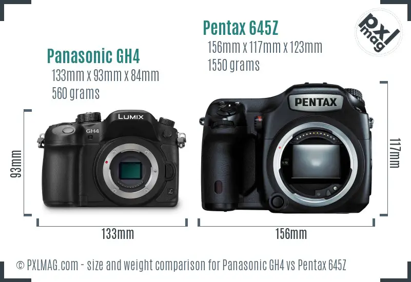 Panasonic GH4 vs Pentax 645Z size comparison