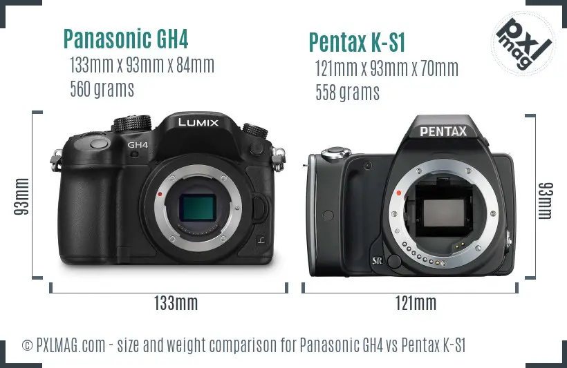 Panasonic GH4 vs Pentax K-S1 size comparison