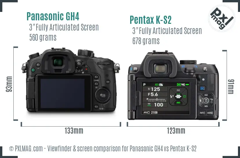 Panasonic GH4 vs Pentax K-S2 Screen and Viewfinder comparison