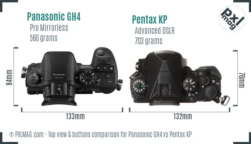 Panasonic GH4 vs Pentax KP top view buttons comparison
