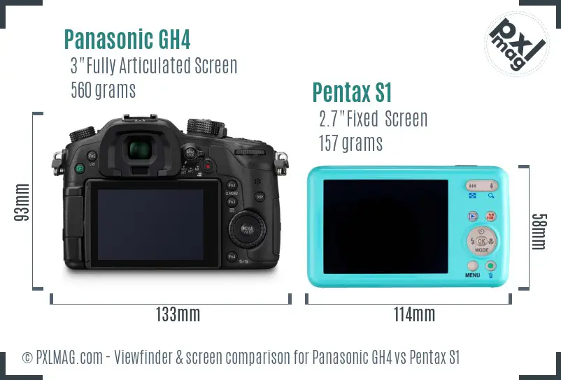 Panasonic GH4 vs Pentax S1 Screen and Viewfinder comparison