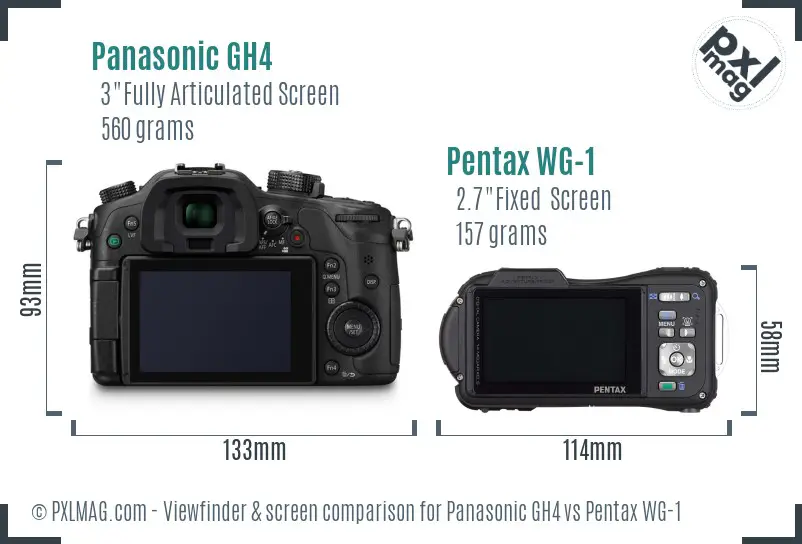 Panasonic GH4 vs Pentax WG-1 Screen and Viewfinder comparison
