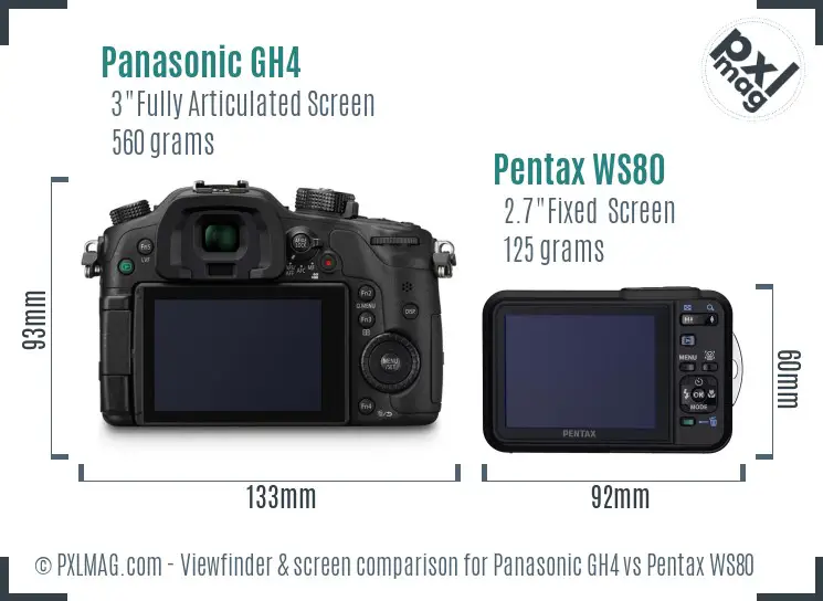 Panasonic GH4 vs Pentax WS80 Screen and Viewfinder comparison
