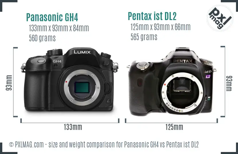 Panasonic GH4 vs Pentax ist DL2 size comparison