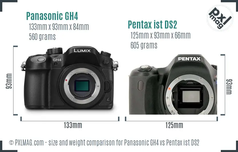 Panasonic GH4 vs Pentax ist DS2 size comparison