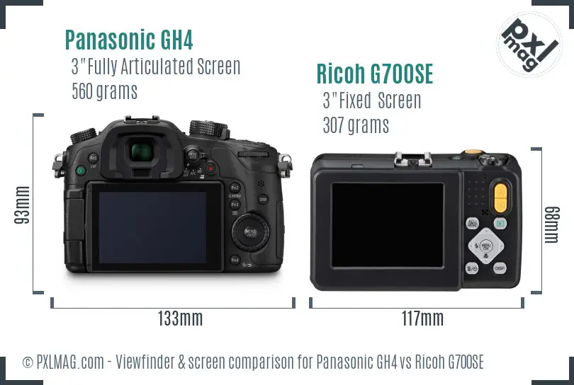 Panasonic GH4 vs Ricoh G700SE Screen and Viewfinder comparison