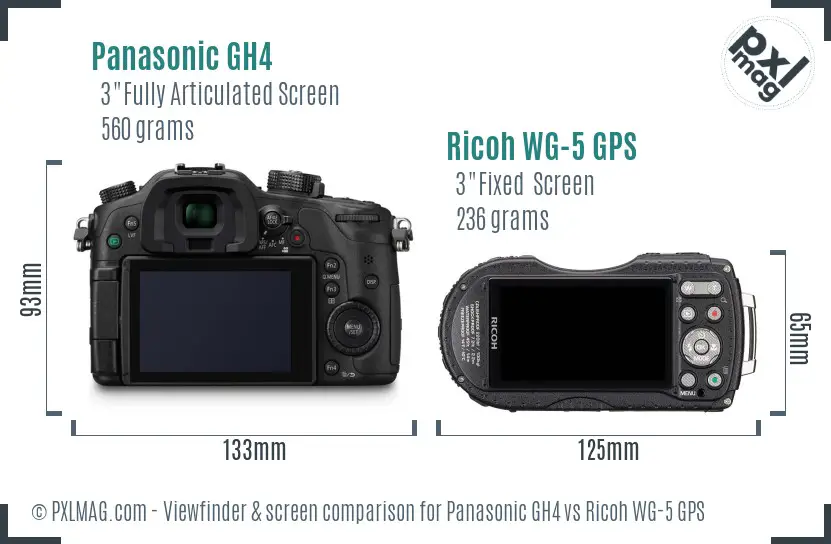 Panasonic GH4 vs Ricoh WG-5 GPS Screen and Viewfinder comparison