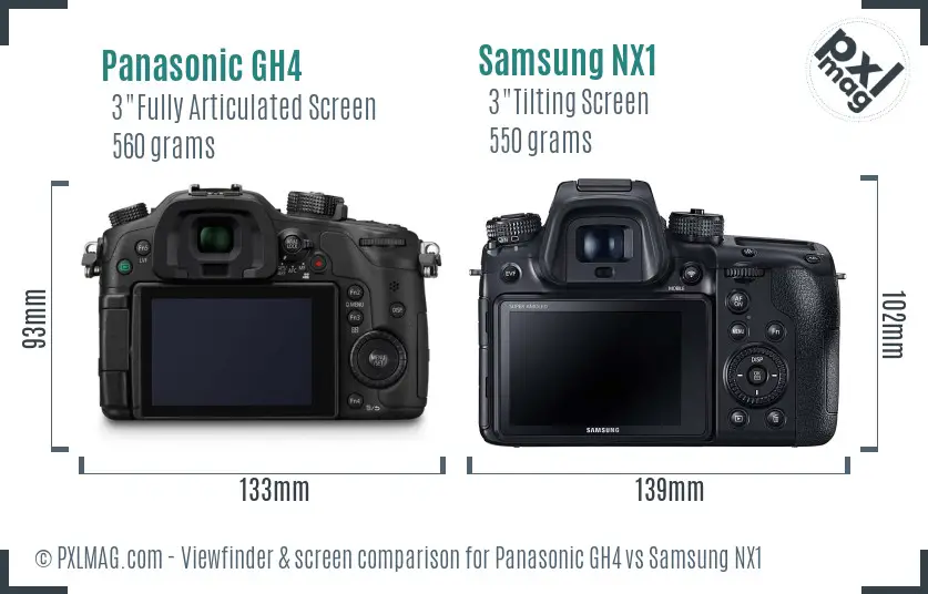 Panasonic GH4 vs Samsung NX1 Screen and Viewfinder comparison