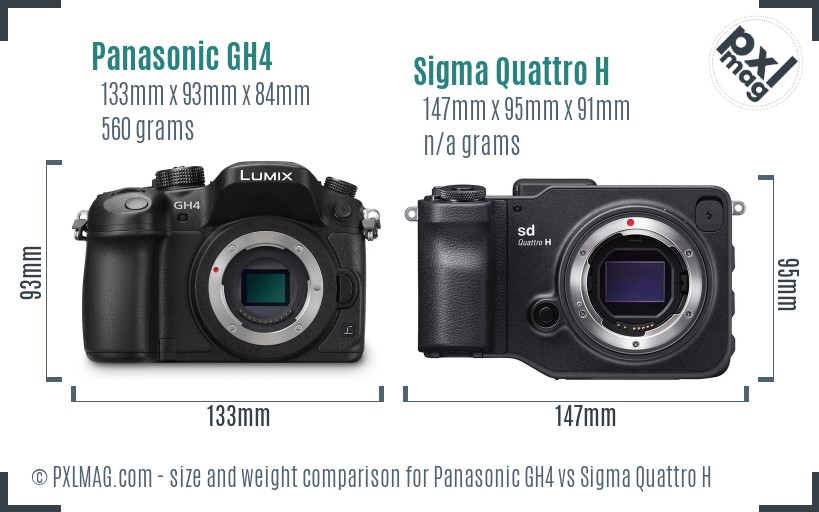Panasonic GH4 vs Sigma Quattro H size comparison Panasonic GH4 vs Sigma Quattro H size comparison