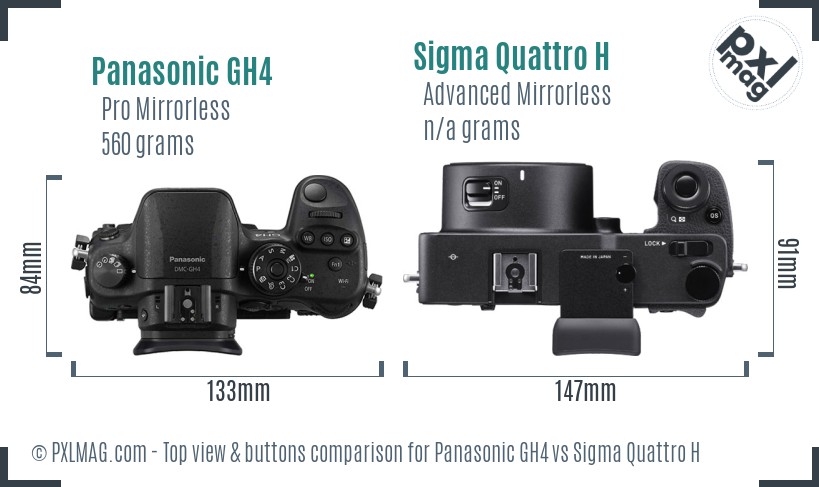 Panasonic GH4 vs Sigma Quattro H top view buttons comparison