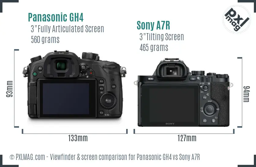 Panasonic GH4 vs Sony A7R Screen and Viewfinder comparison