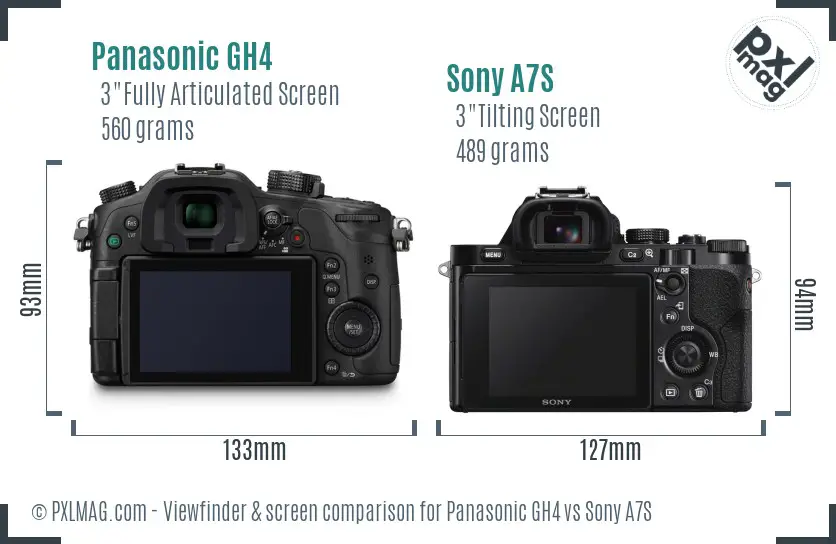 Panasonic GH4 vs Sony A7S Screen and Viewfinder comparison