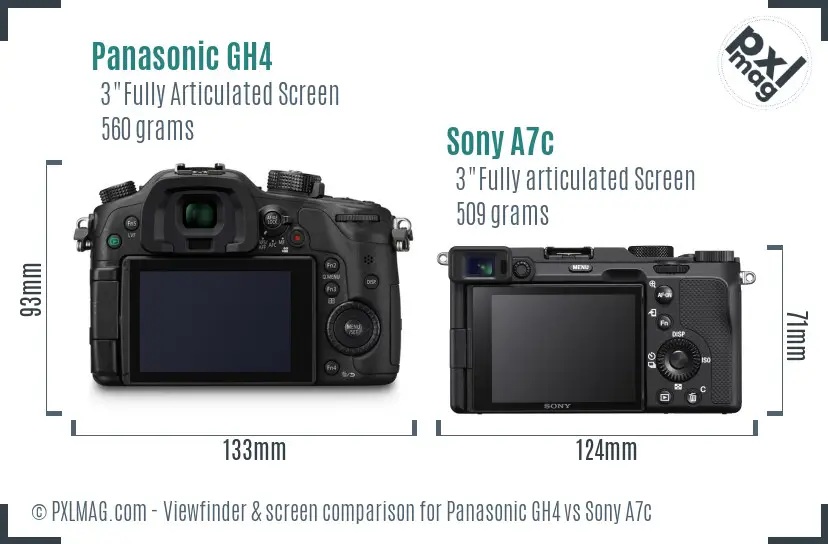 Panasonic GH4 vs Sony A7c Screen and Viewfinder comparison