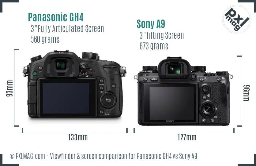 Panasonic GH4 vs Sony A9 Screen and Viewfinder comparison