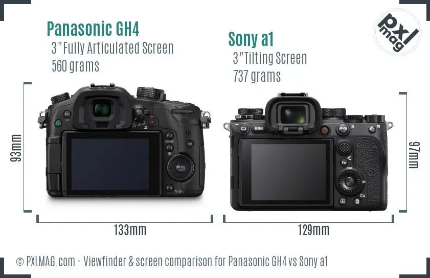 Panasonic GH4 vs Sony a1 Screen and Viewfinder comparison