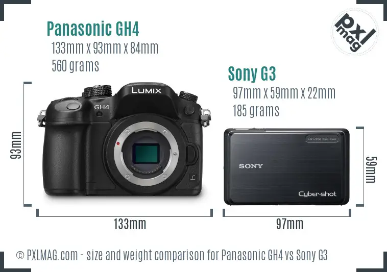 Panasonic GH4 vs Sony G3 size comparison