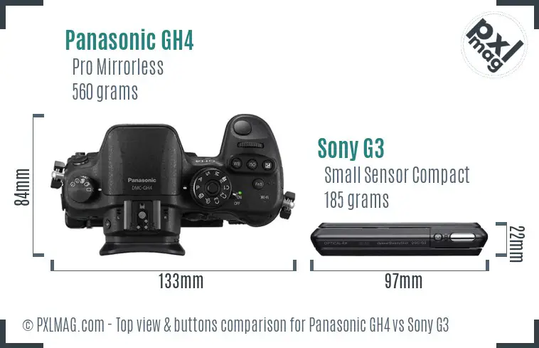 Panasonic GH4 vs Sony G3 top view buttons comparison