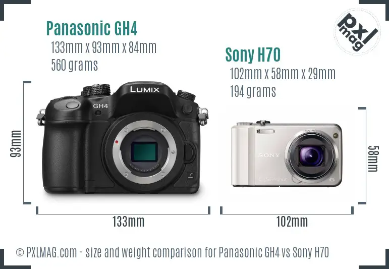 Panasonic GH4 vs Sony H70 size comparison Panasonic GH4 vs Sony H70 size comparison
