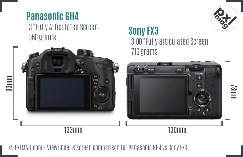 Panasonic GH4 vs Sony FX3 Screen and Viewfinder comparison