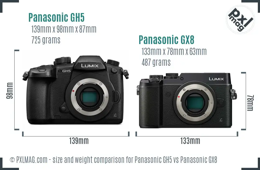 Panasonic GH5 vs Panasonic GX8 size comparison