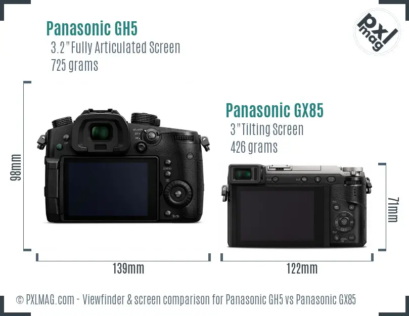 Panasonic GH5 vs Panasonic GX85 Screen and Viewfinder comparison