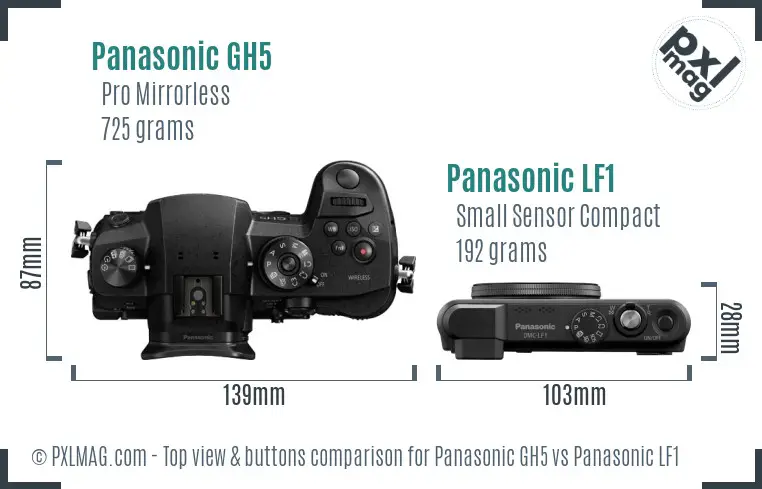 Panasonic GH5 vs Panasonic LF1 top view buttons comparison