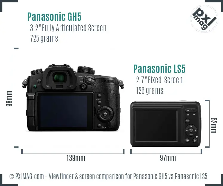 Panasonic GH5 vs Panasonic LS5 Screen and Viewfinder comparison