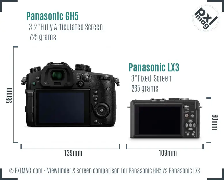Panasonic GH5 vs Panasonic LX3 Screen and Viewfinder comparison