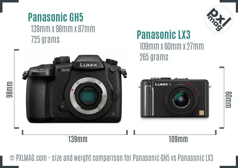 Panasonic GH5 vs Panasonic LX3 size comparison