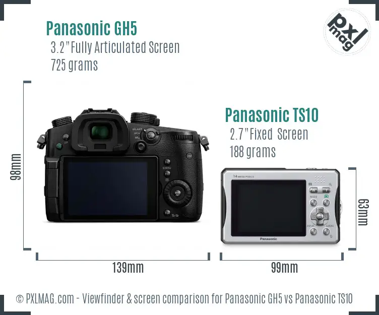 Panasonic GH5 vs Panasonic TS10 Screen and Viewfinder comparison