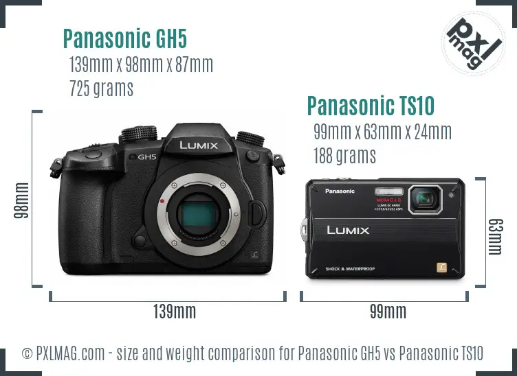Panasonic GH5 vs Panasonic TS10 size comparison