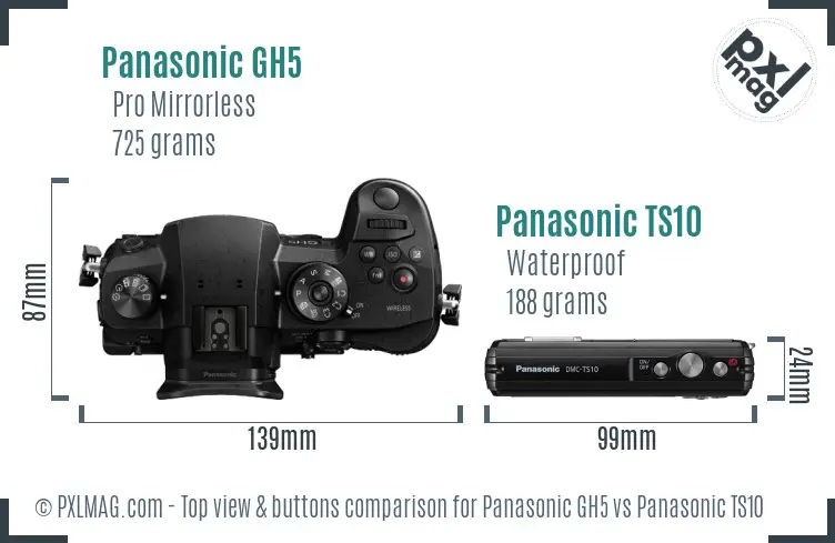 Panasonic GH5 vs Panasonic TS10 top view buttons comparison