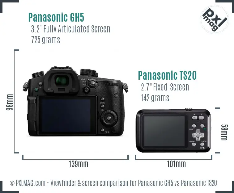 Panasonic GH5 vs Panasonic TS20 Screen and Viewfinder comparison