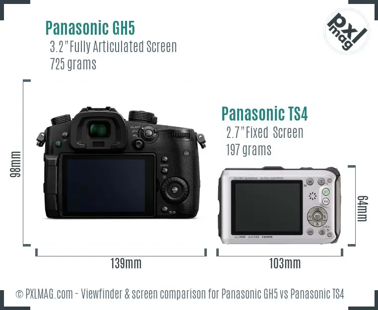 Panasonic GH5 vs Panasonic TS4 Screen and Viewfinder comparison