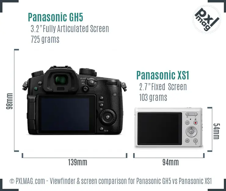 Panasonic GH5 vs Panasonic XS1 Screen and Viewfinder comparison